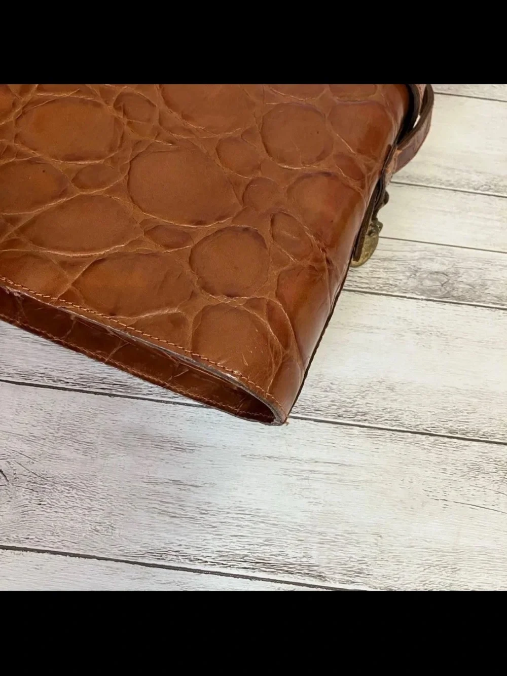 Mulberry Brown Croc-Embossed Leather Shoulder Bag